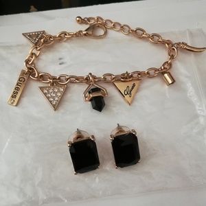 💛❔ GUESS set earrings and charm bracelet